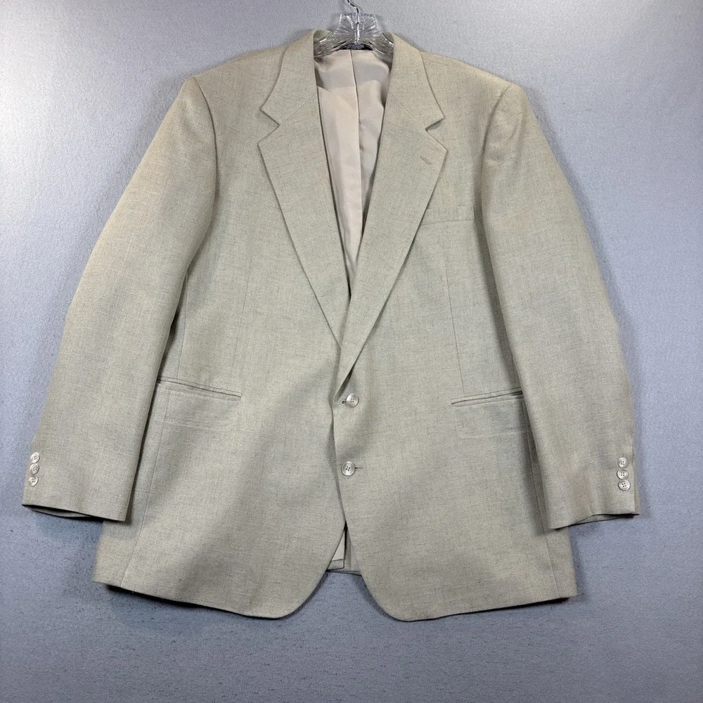 Haggar Gentlemans Fit Beige Linen‎ Blend Blazer Jacket 48L EUC